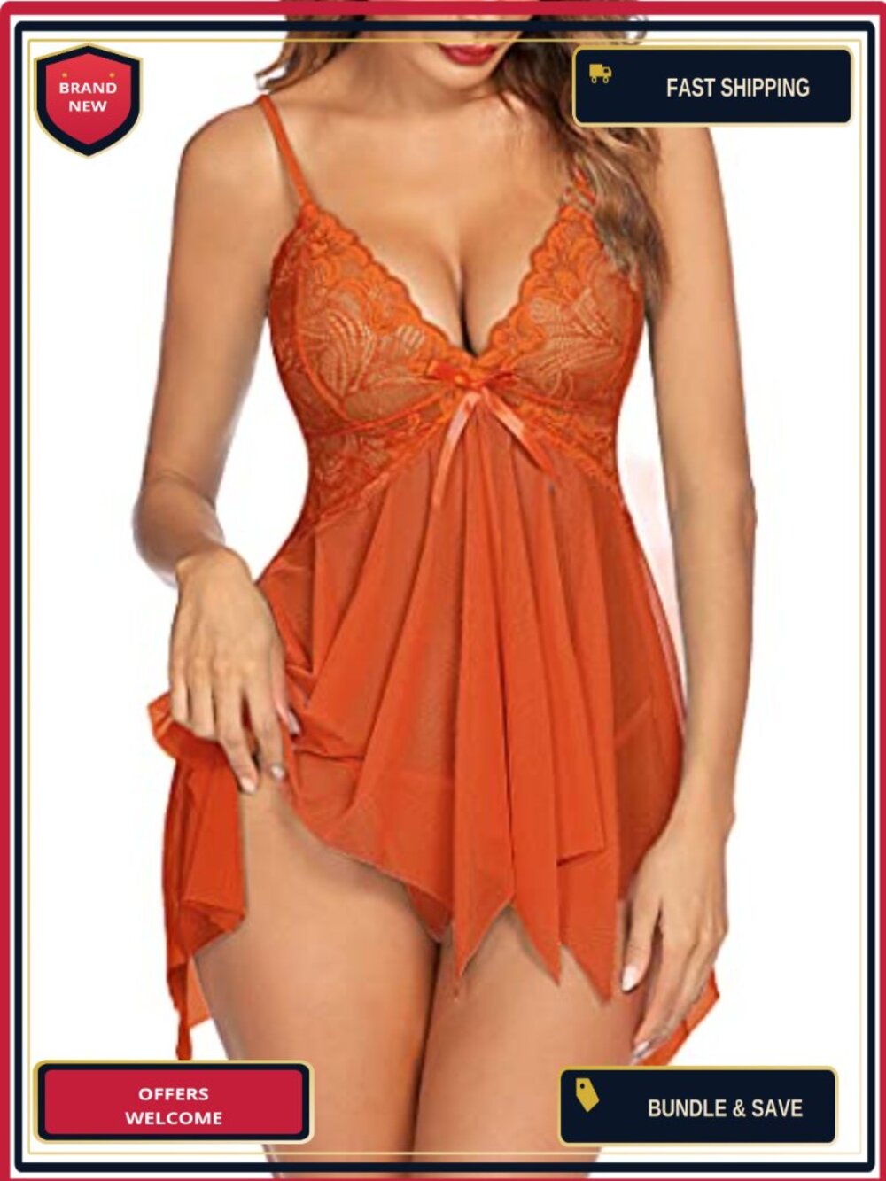 Lace Babydoll Sleepwear Chemise Set with G-String